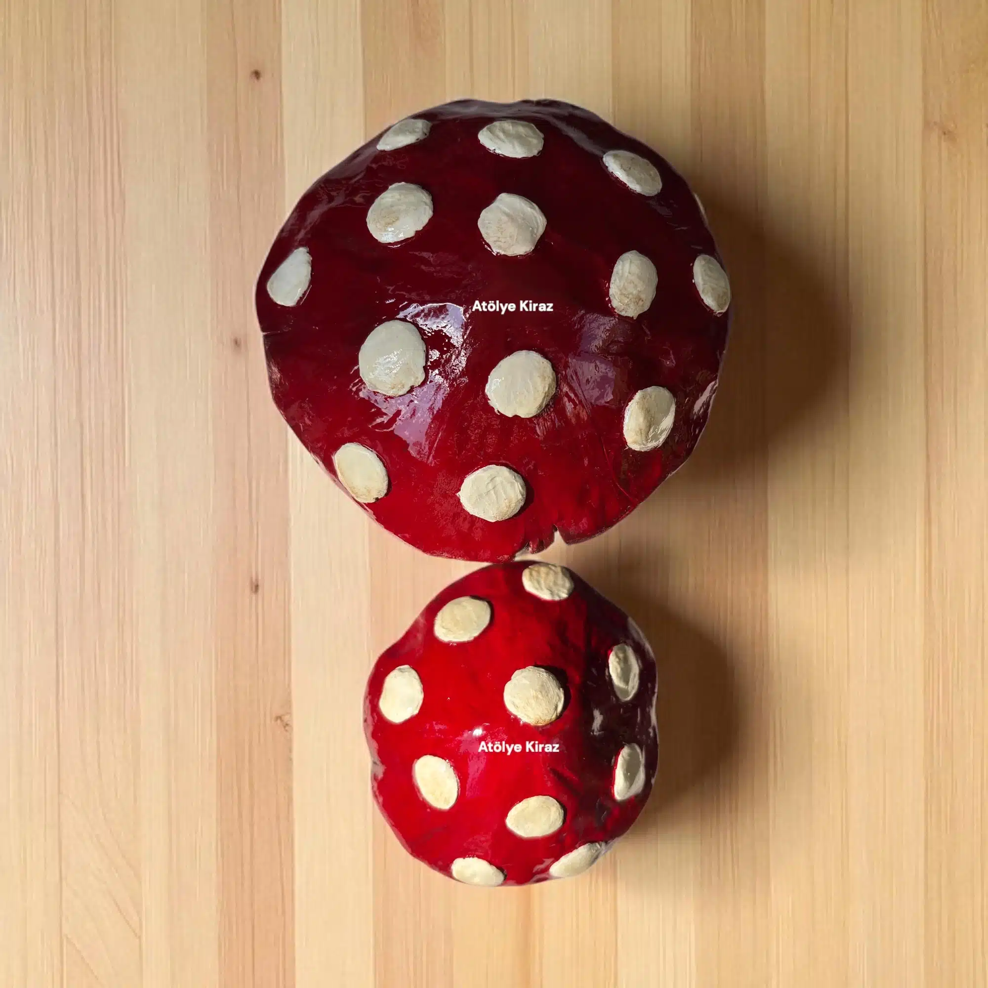 Dekoratif Boyanmış İkili Mantar Obje – Kırmızı Beyaz Noktalı | Dekoratif Figür 10 Dekoratif Boyanmış İkili Mantar Obje