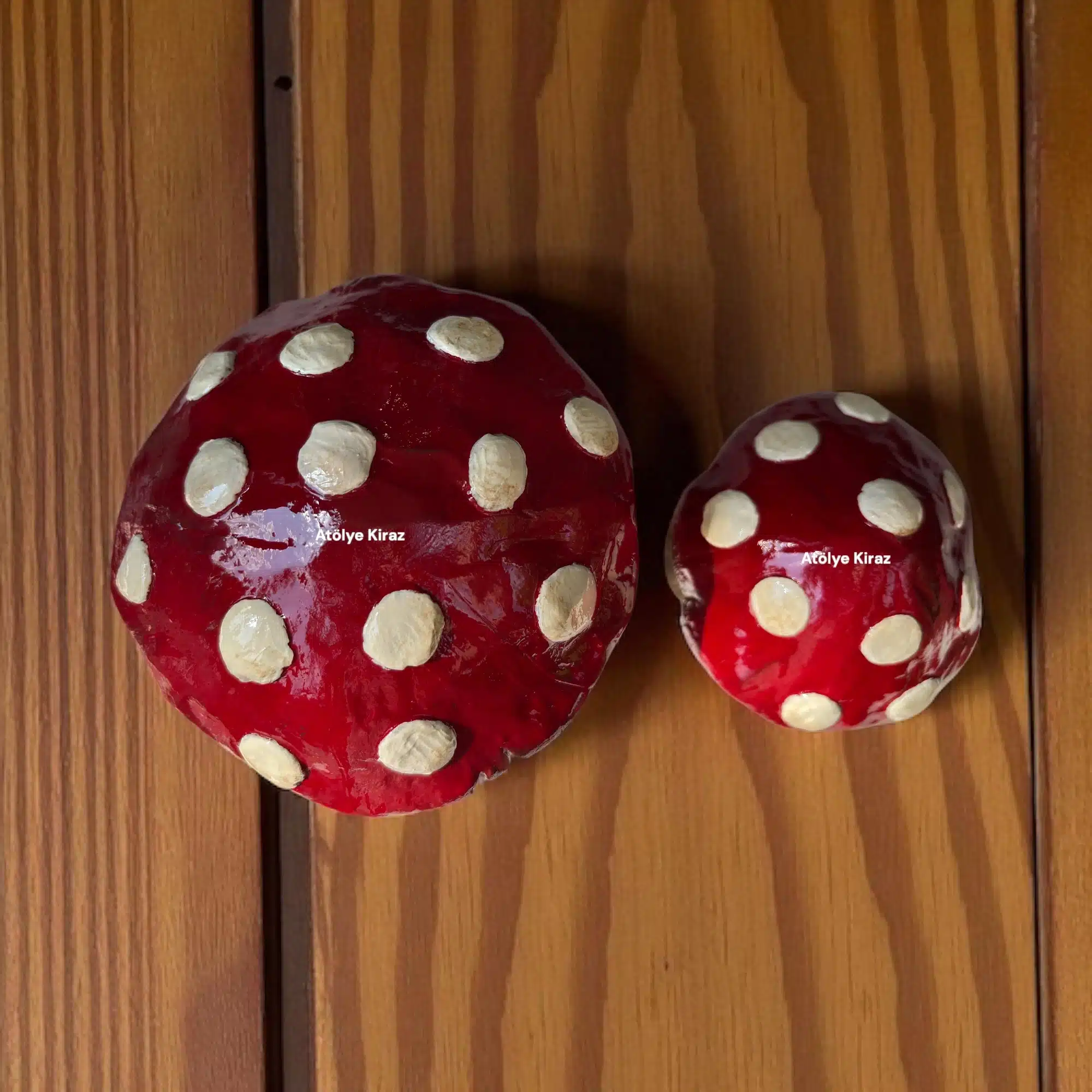 Dekoratif Boyanmış İkili Mantar Obje – Kırmızı Beyaz Noktalı | Dekoratif Figür 9 Dekoratif Boyanmış İkili Mantar Obje