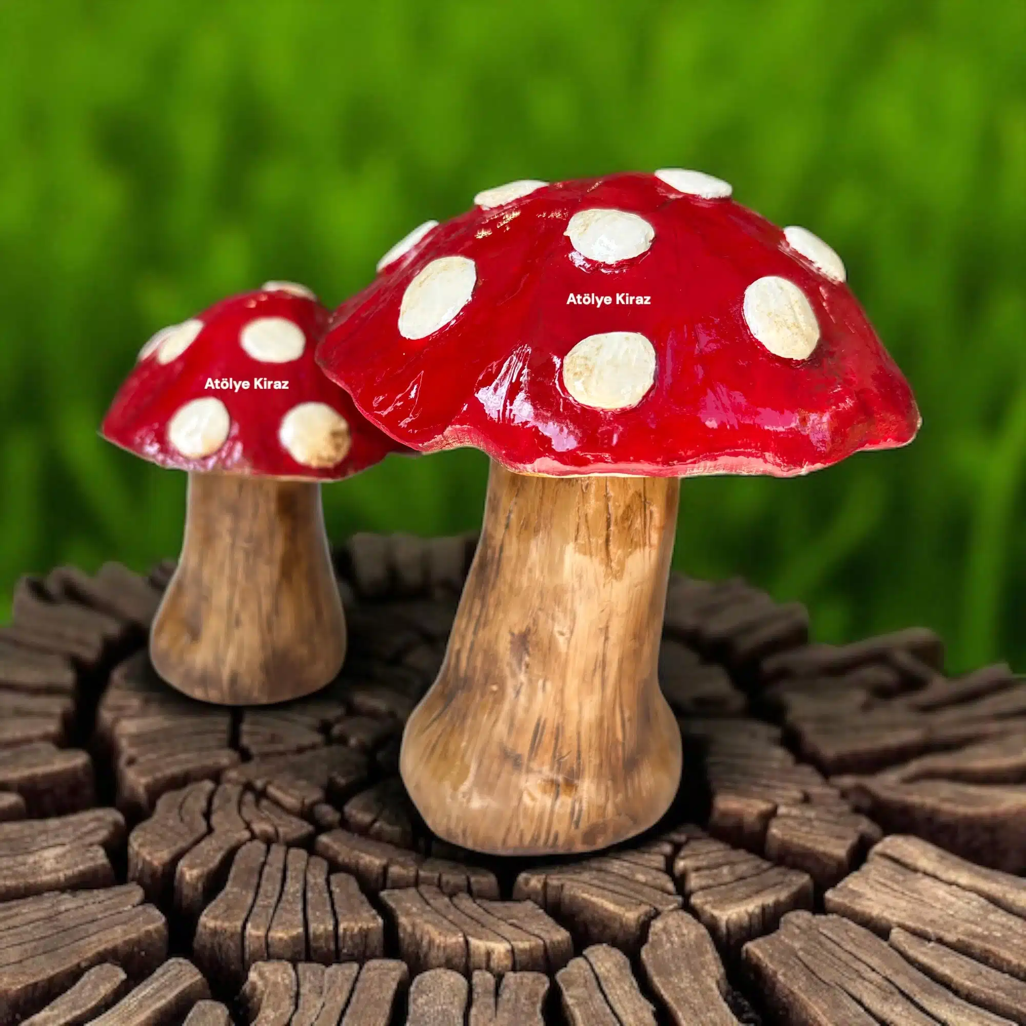 Dekoratif Boyanmış İkili Mantar Obje – Kırmızı Beyaz Noktalı | Dekoratif Figür 7 Dekoratif Boyanmış İkili Mantar Obje