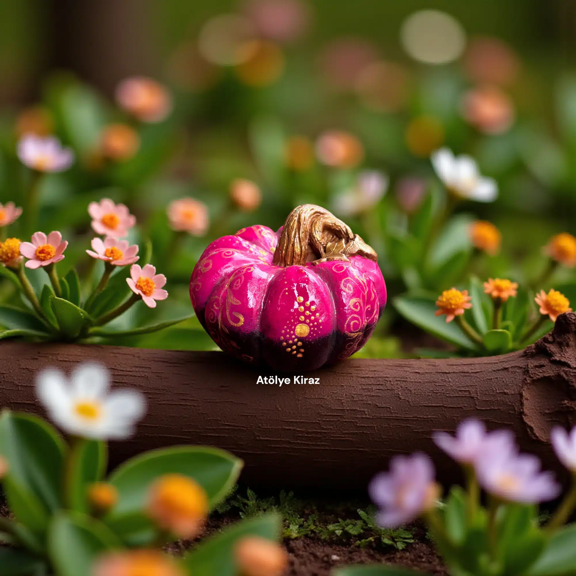 Mandala Desenli Kabak Heykeli : Pembe - Altın El Boyaması Sonbahar Dekoru 2 Mandala Desenli Kabak Heykeli : Pembe - Altın El Boyaması Sonbahar Dekoru