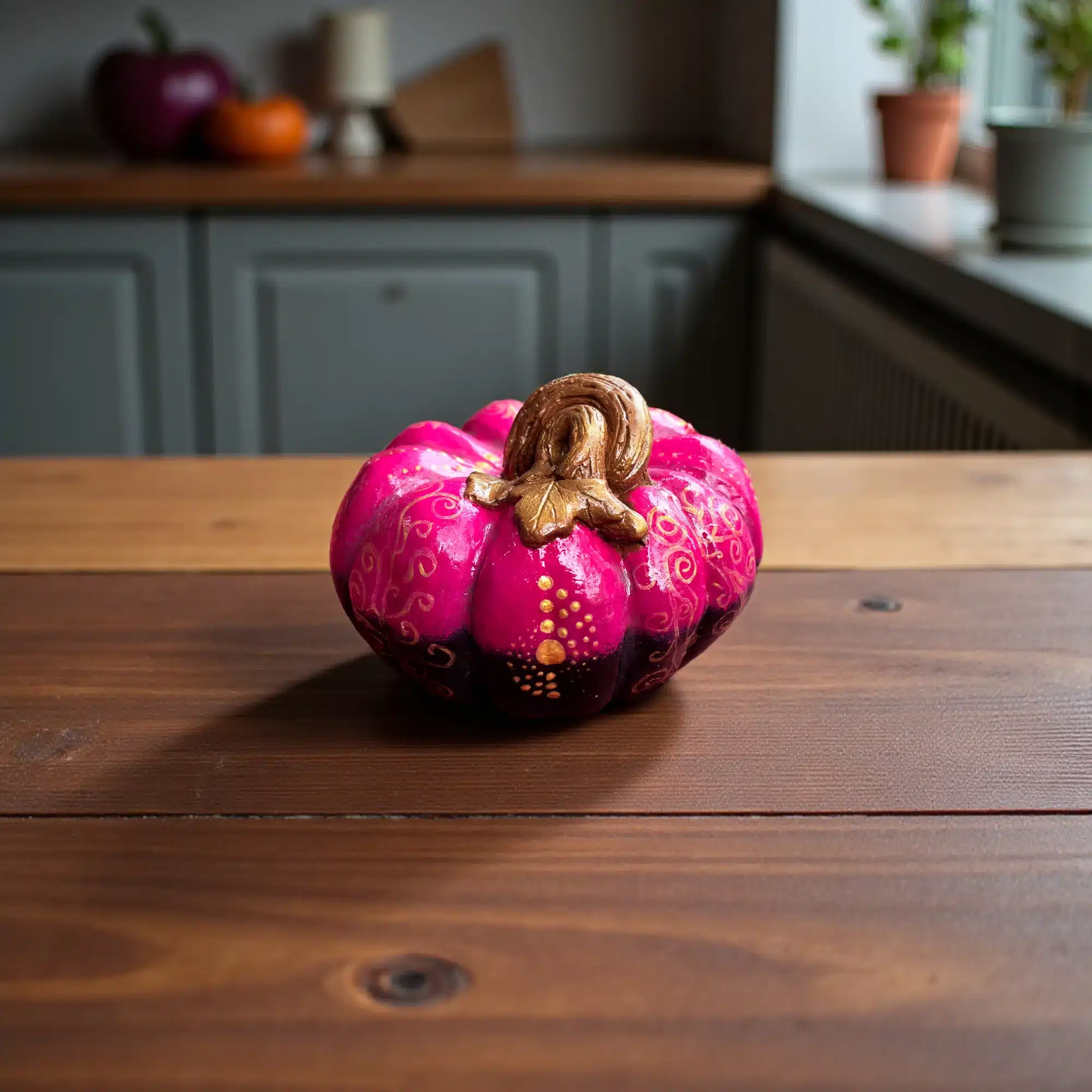 Mandala Desenli Kabak Heykeli : Pembe - Altın El Boyaması Sonbahar Dekoru 1 Mandala Desenli Kabak Heykeli : Pembe - Altın El Boyaması Sonbahar Dekoru