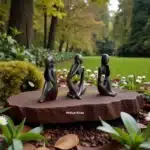 Üçlü Düşünen Adam Heykel Seti : Eskitme Bronz Meditasyon Dekoru