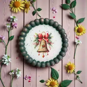 Boncuklu Yılbaşı Tabak : Çan Desenli Dekoratif Ev Dekoru