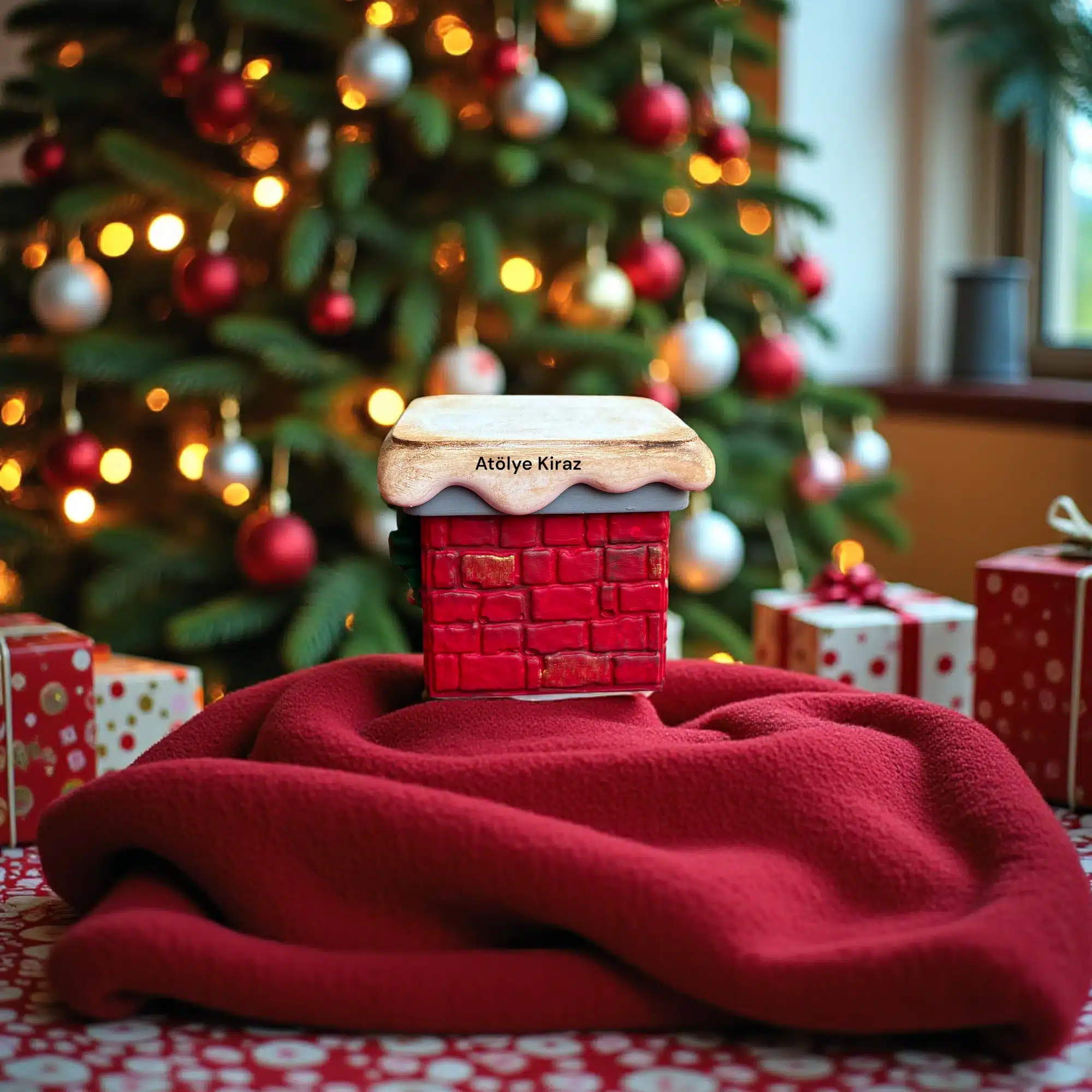 El Boyaması Baca Kutusu : Yılbaşı Temalı Dekoratif Figür 5 El Boyaması Baca Kutusu : Yılbaşı Temalı Dekoratif Figür