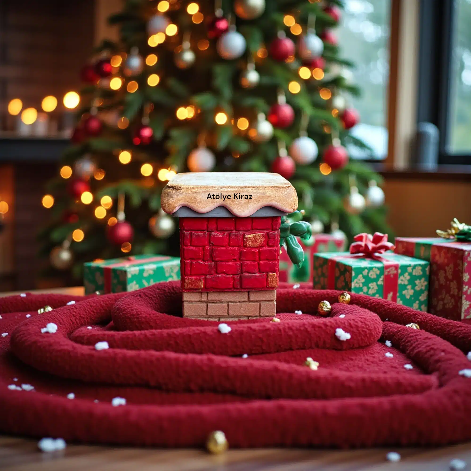 El Boyaması Baca Kutusu : Yılbaşı Temalı Dekoratif Figür 3 El Boyaması Baca Kutusu : Yılbaşı Temalı Dekoratif Figür