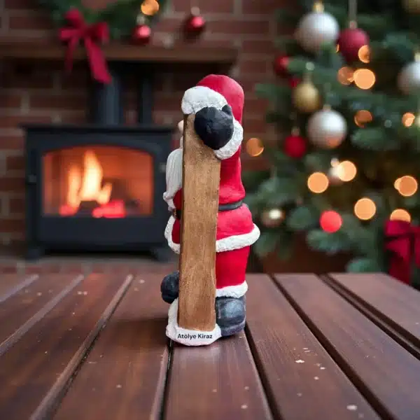 Welcome Levhası Tutan Noel Baba Heykeli : El Boyaması Yılbaşı Dekoru