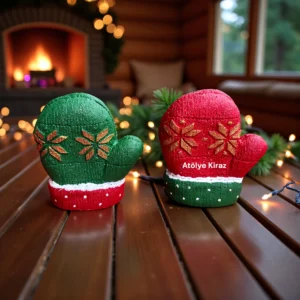 Örgü Desenli Dekoratif Eldiven Heykeli