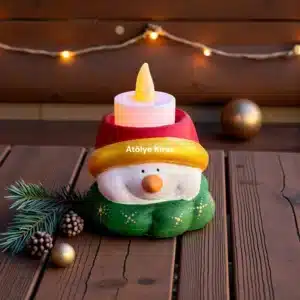 Kardan Adam Figürlü Mumluk: Yılbaşı Temalı Dekoratif Tealightlık