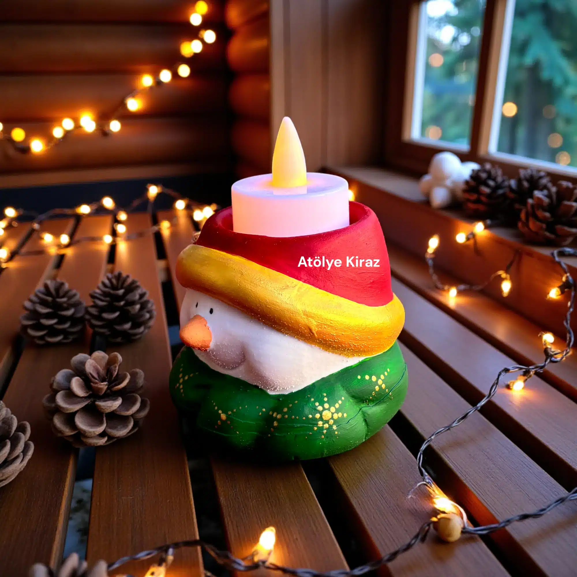 Kardan Adam Figürlü Mumluk: Dekoratif Yılbaşı Dekoru 2 Kardan Adam Figürlü Mumluk: Yılbaşı Temalı Dekoratif Tealightlık