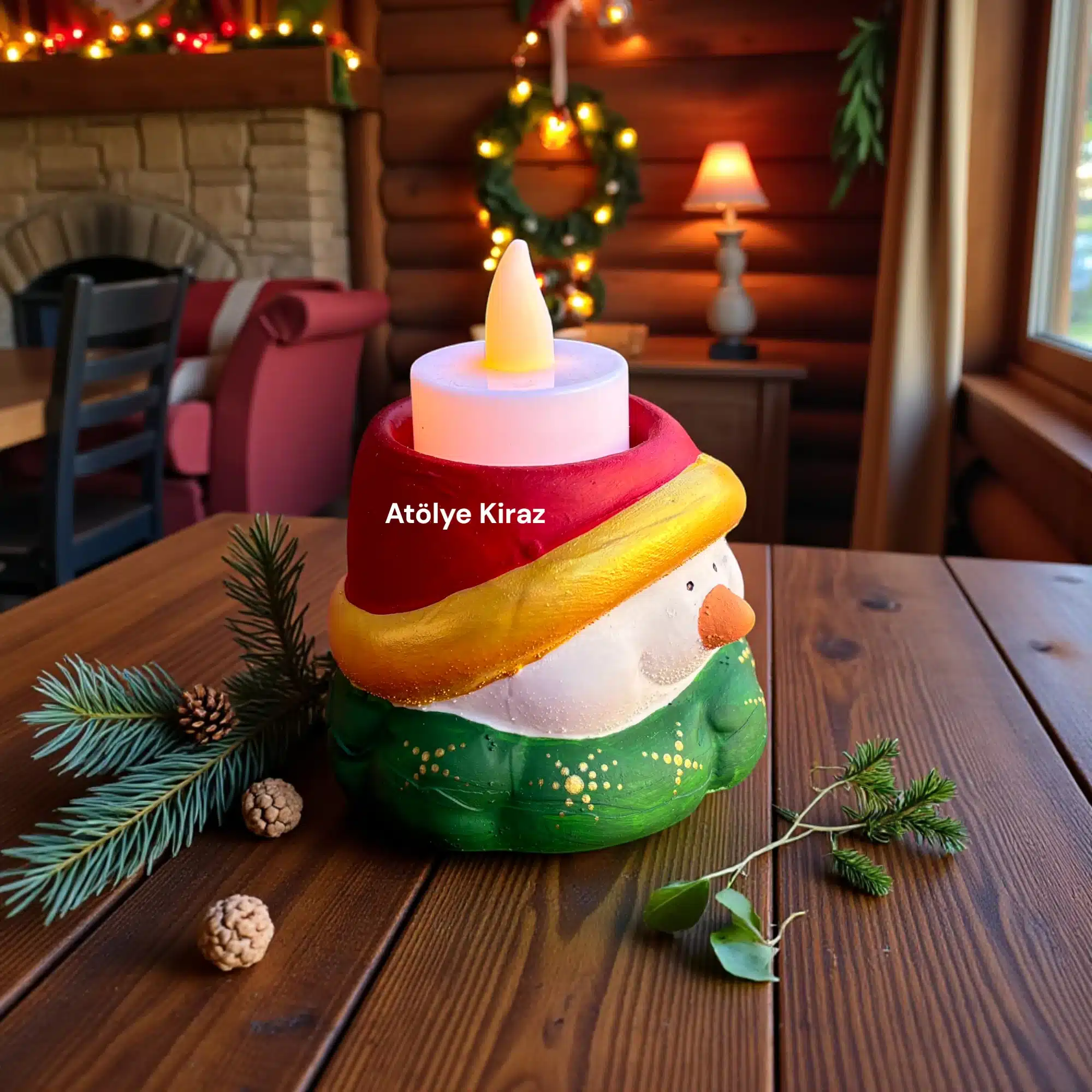 Kardan Adam Figürlü Mumluk: Dekoratif Yılbaşı Dekoru 3 Kardan Adam Figürlü Mumluk: Yılbaşı Temalı Dekoratif Tealightlık