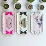 El Boyaması Fiyonklu Tepsi : Vintage Mini Servis ve Takı Tepsisi- Dekorlanmış Çeşitler