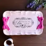 El Boyaması Fiyonklu Tepsi : Vintage Mini Servis ve Takı Tepsisi- Botanical Garden Temalı