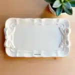 El Boyaması Fiyonklu Tepsi : Vintage Mini Servis ve Takı Tepsisi- Ham Obje