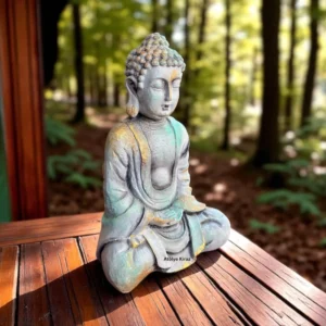 Dekoratif Boyanmış Polyester Oturan Buda Figürü - 8x14x22 cm | Dekoratif Heykel 11 Oturan Buda Figürü