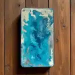 El Boyaması Ebru Desenli Dekoratif Ahşap Sunumluk