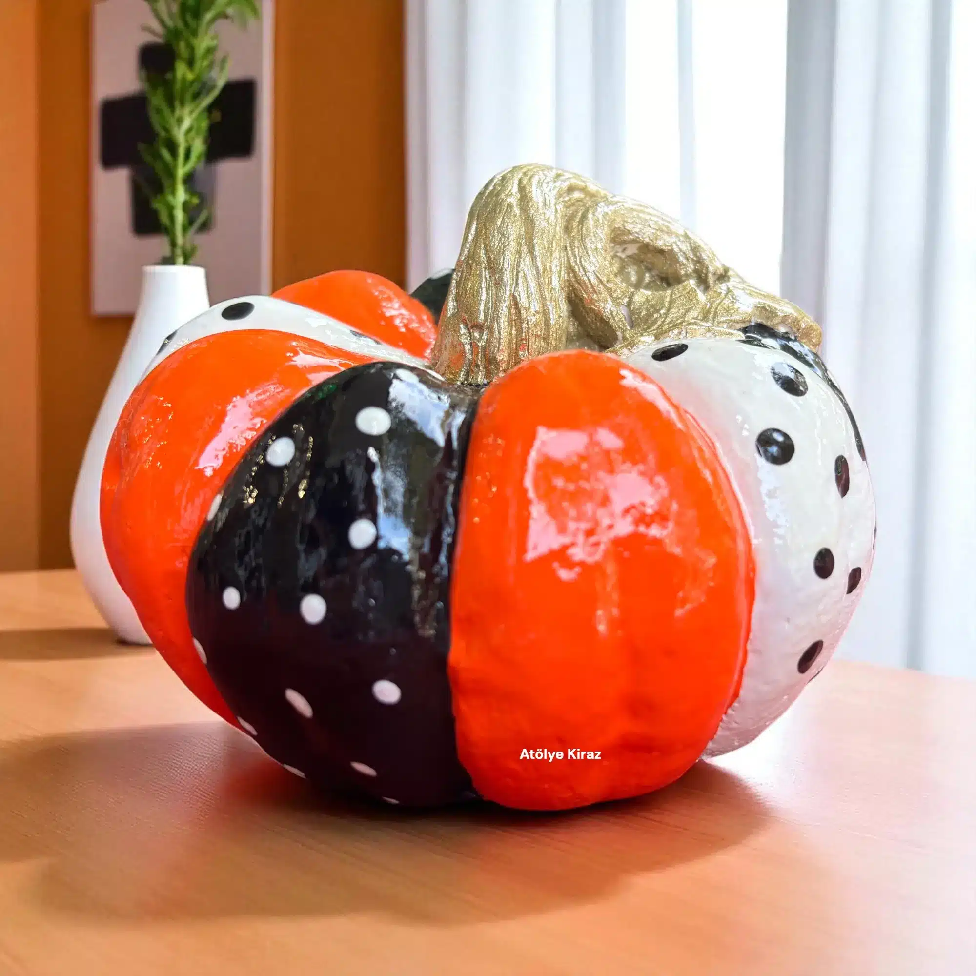 Dekoratif Boyanmış Aytaşı Bal Kabağı - 9x11x11 cm 10 Dekoratif Boyanmış Aytaşı Bal Kabağı