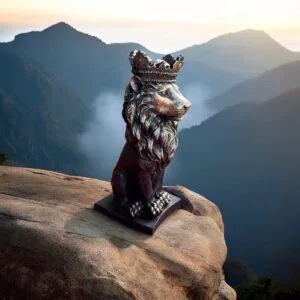 Taçlı Dekorlanmış Aslan Figürü - Polyester Figür 6x8x16 cm | Dekoratif Obje 9 Dekoratif Taçlı Aslan Figürü