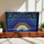 Mandala Desenli Ahşap Tepsi