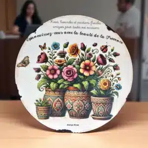 Dekoratif Ahşap Döner Sunumluk - Provence Desenli Servis Tabağı