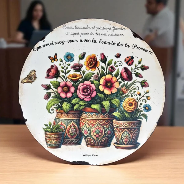 Dekoratif Ahşap Döner Sunumluk - Provence Desenli Servis Tabağı