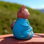 Mavi Pelerinli Buda Kedi Heykeli
