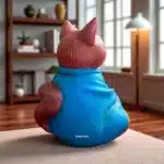 Mavi Pelerinli Buda Kedi Heykeli