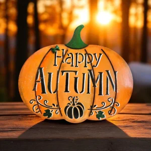Ahşap Kabak Duvar Süsü ve Sunumluk | Happy Autumn - Halloween Dekoru
