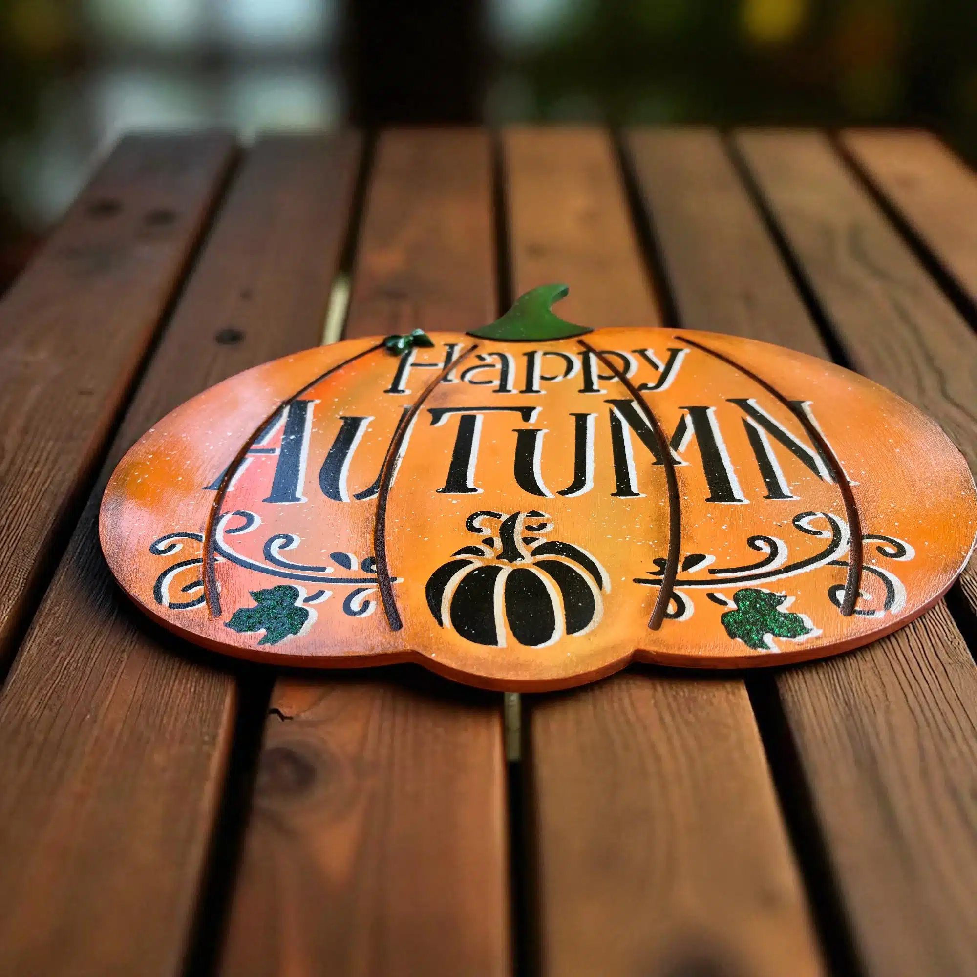 Ahşap Kabak Duvar Süsü ve Sunumluk | Happy Autumn - Halloween Dekoru | 34x30 cm | DKR96 9 Ahşap Kabak Duvar Süsü ve Sunumluk | Happy Autumn - Halloween Dekoru