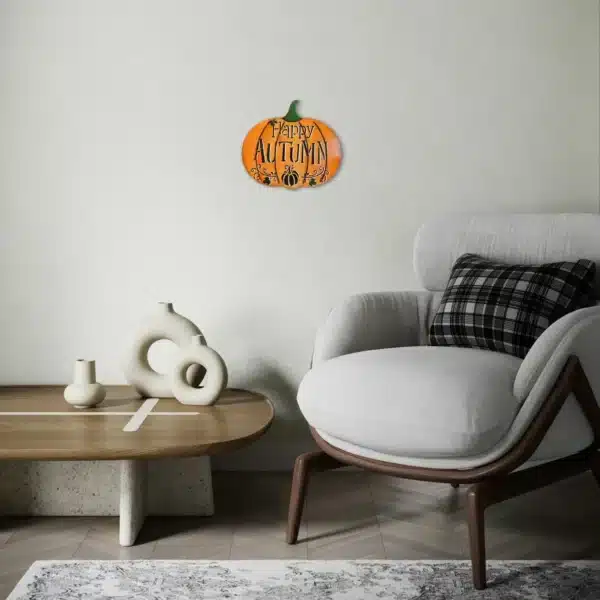 Ahşap Kabak Duvar Süsü Ve Sunumluk | Happy Autumn - Halloween Dekoru