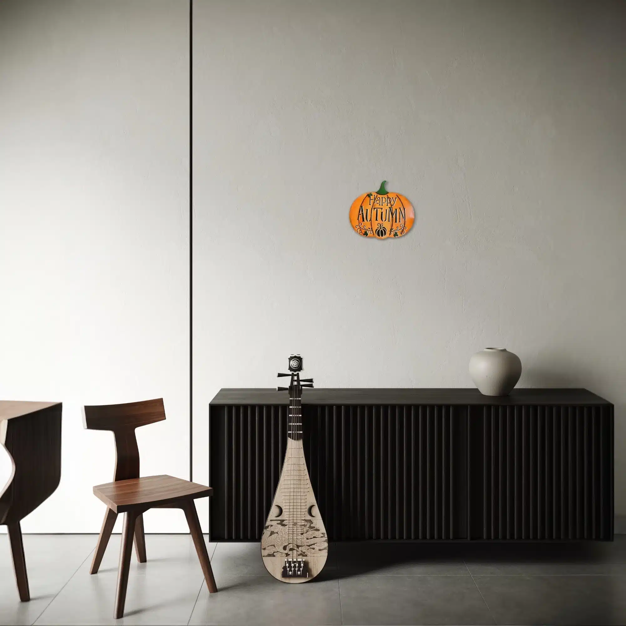 Ahşap Kabak Duvar Süsü ve Sunumluk | Happy Autumn - Halloween Dekoru | 34x30 cm | DKR96 8 Ahşap Kabak Duvar Süsü ve Sunumluk | Happy Autumn - Halloween Dekoru