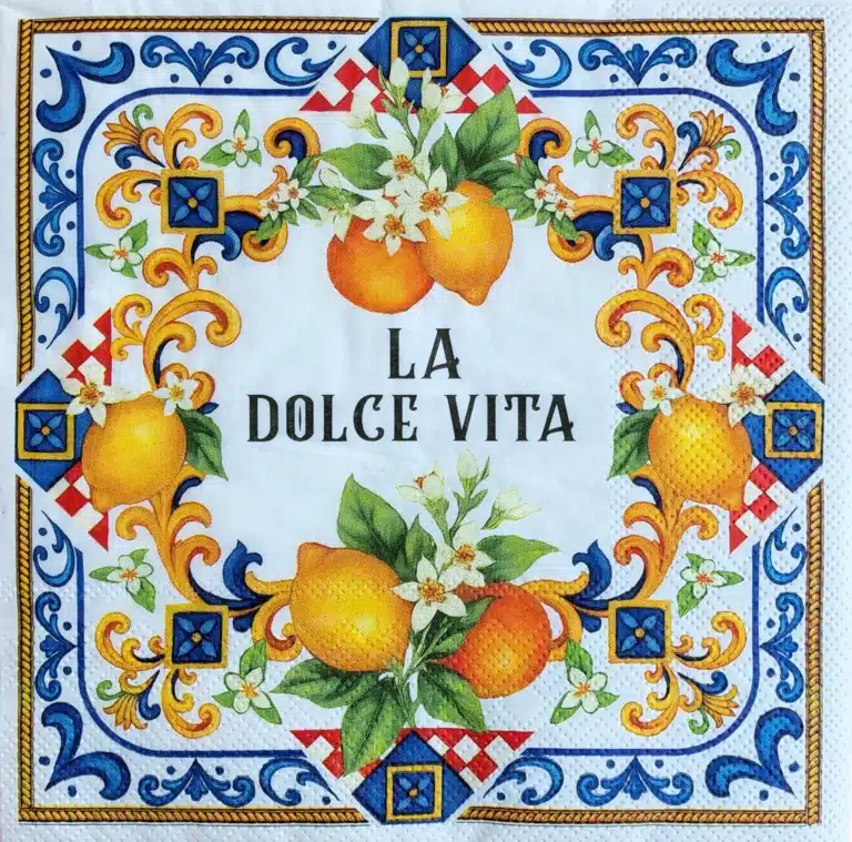 La Dolce Vita Limon Desenli Dekopaj Peçetesi: Hobi Ve Süsleme Kağıdı