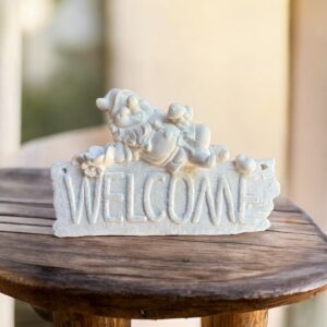 Welcome Yazılı Cüce Figürlü Duvar Süsü – Aytaşı Malzeme, Boyanabilir 12x19x3 cm