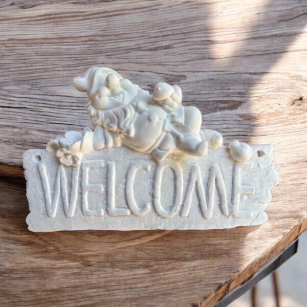 Welcome Yazılı Cüce Figürlü Duvar Süsü – Aytaşı Malzeme, Boyanabilir 12x19x3 cm - Görsel 2