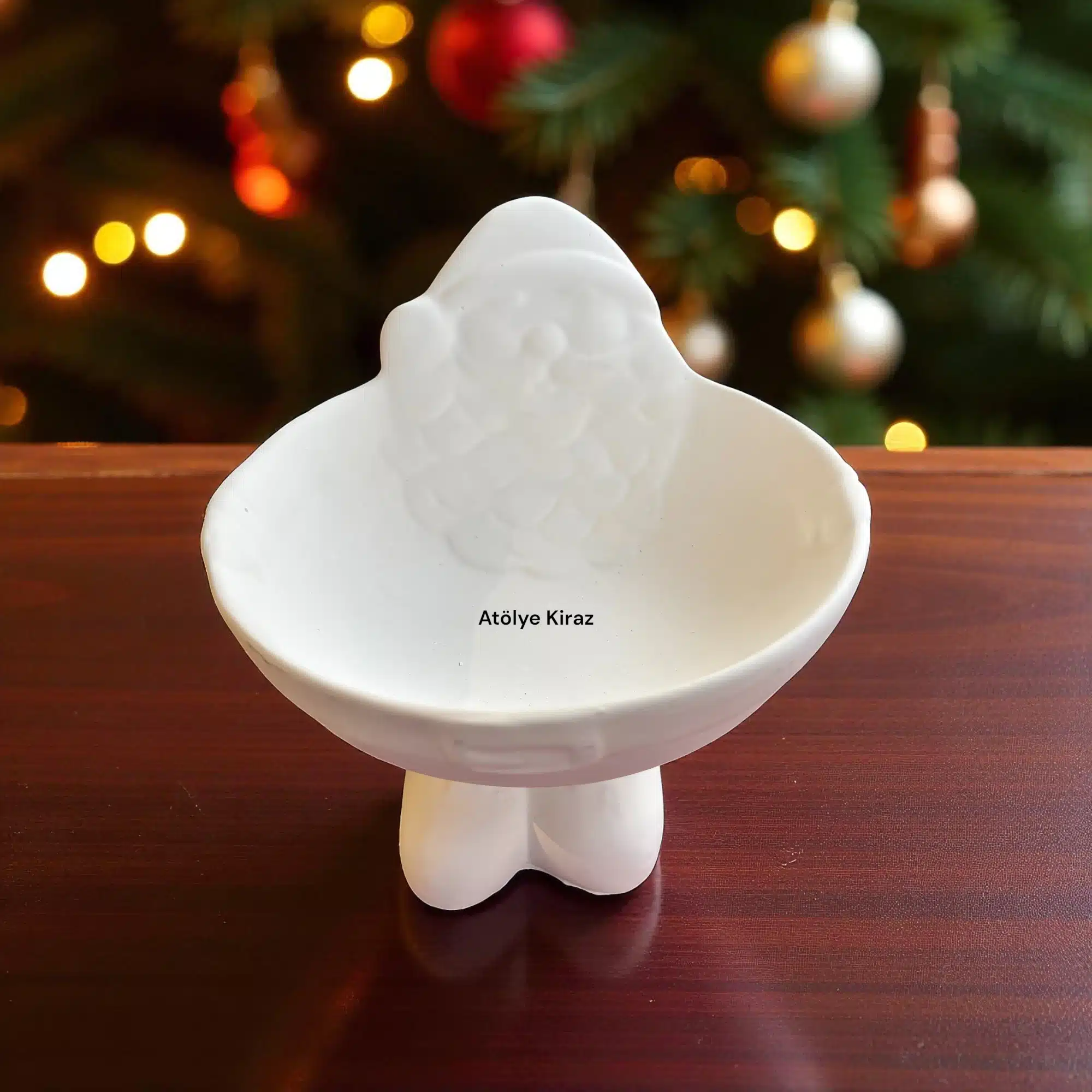 Ayaklı Noel Baba Tabak : Yılbaşı Dekoru 1 Ayaklı Noel Baba Tabak: Yılbaşı Dekor