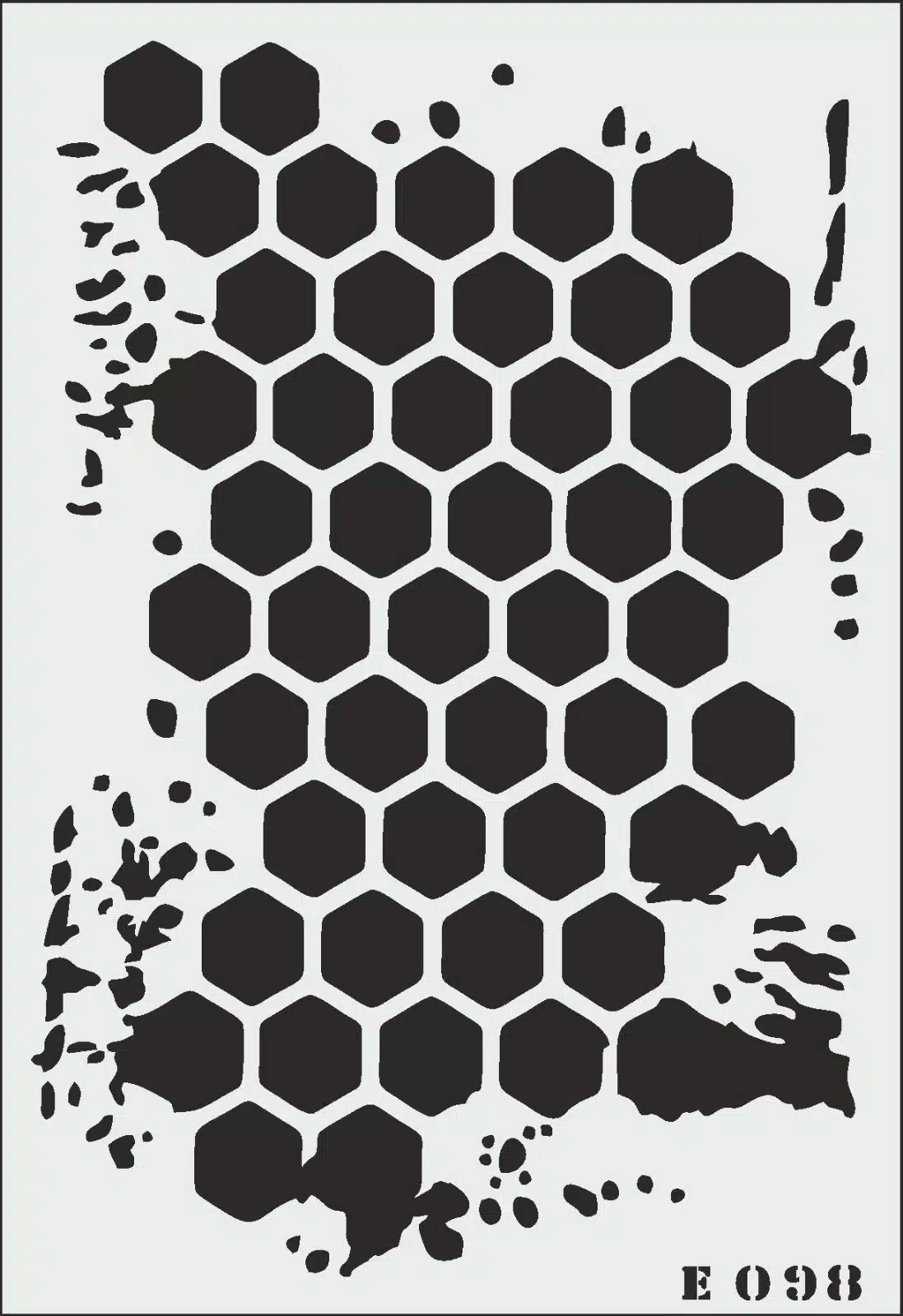 e098 E098-Byk Bal Peteği Desenli Stencil Boyama Şablonu-25X35 Cm - Görsel 1