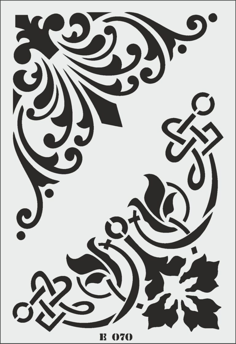 E070-Byk | Kenar Desenli Stencil Boyama Şablonu-25X35 Cm