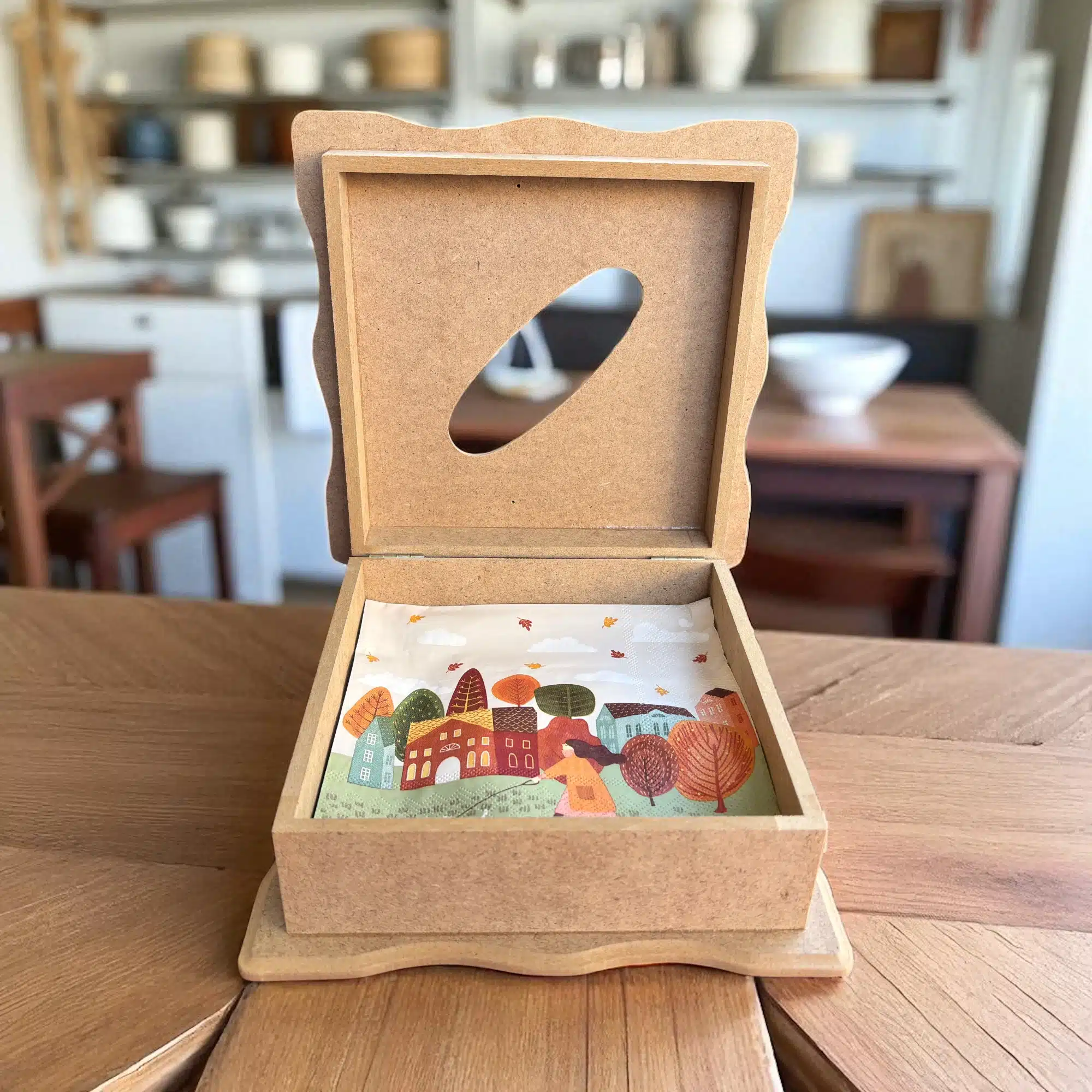 Ahşap Kapaklı Peçetelik | Dekoratif Peçetelik | 20x20x8 cm 1 Ahşap Kapaklı Peçetelik | Dekoratif Peçetelik