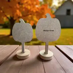 Ahşap Kaideli İkili Kabak Figürlü Süs Objesi : Dekoratif Obje