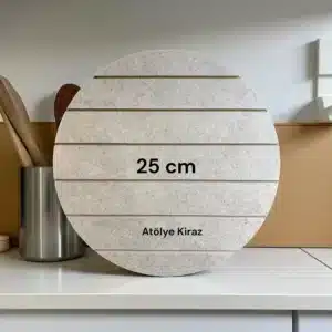 Ahşap Yuvarlak Çizgili Pano : Sunum Tabağı | 25 cm 4 Ahşap Yuvarlak Çizgili Pano : Sunum Tabağı