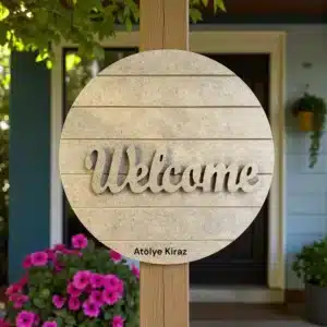 Yuvarlak Çizgili Welcome Yazılı Pano