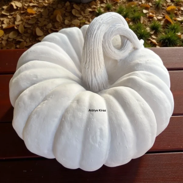Ham Polyester Büyük Kabak Heykeli : Boyanabilir Sonbahar ve Halloween Figürü