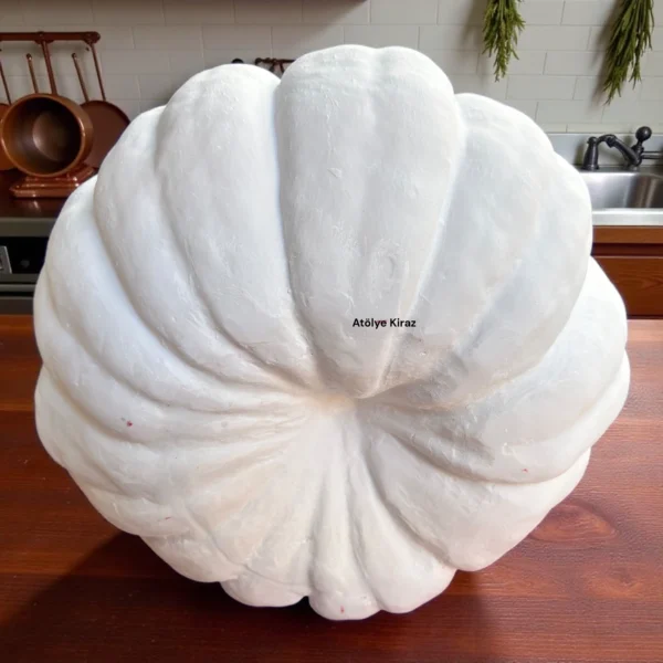 Ham Polyester Büyük Kabak Heykeli : Boyanabilir Sonbahar ve Halloween Figürü