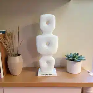 Ham Polyester Üç Delikli Soyut Heykel : Modern Sanat Temalı Dekoratif Obje