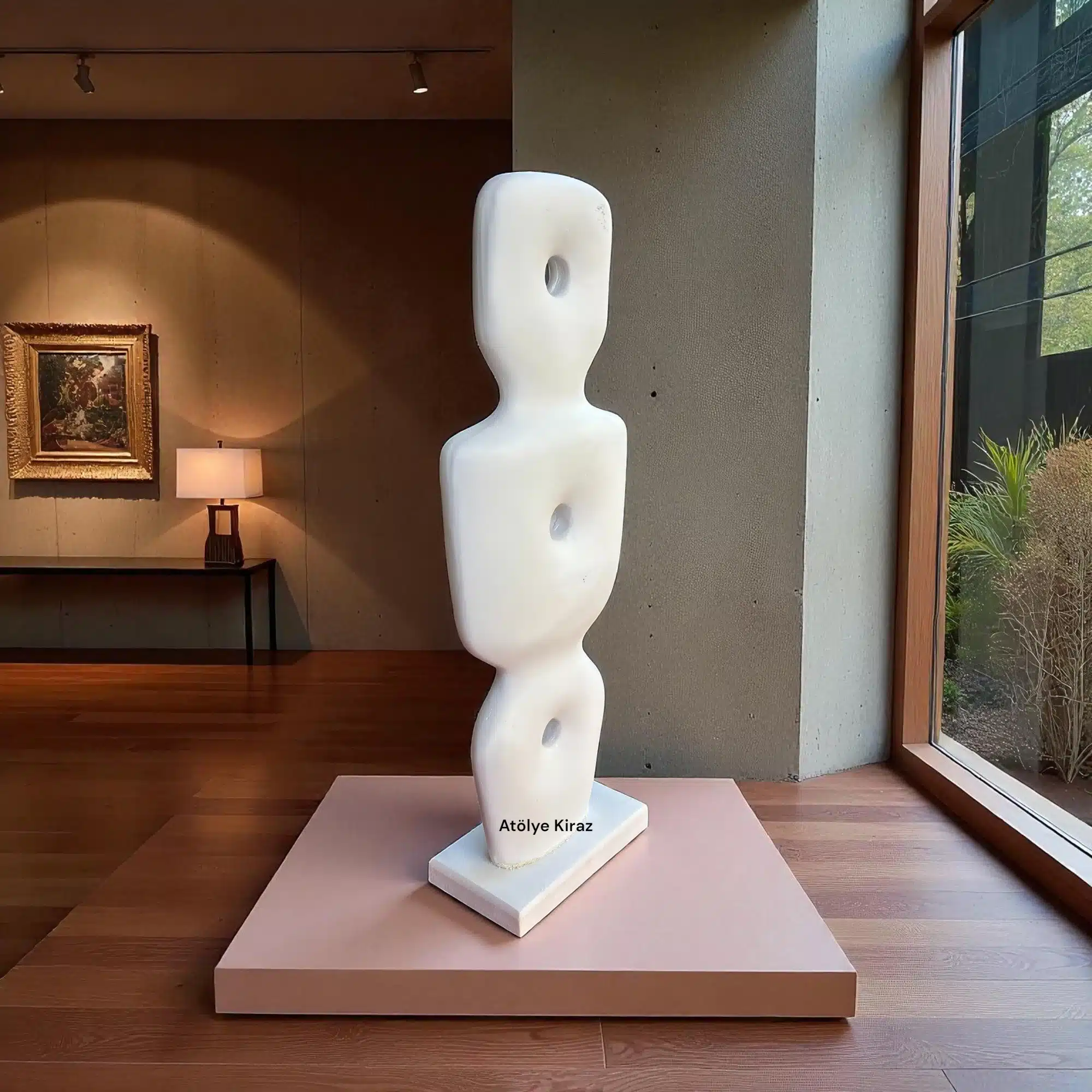 Ham Polyester Üç Delikli Soyut Heykel : Modern Sanat Temalı Dekoratif Obje 5 Ham Polyester Üç Delikli Soyut Heykel : Modern Sanat Temalı Dekoratif Obje