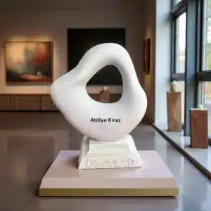 Ham Polyester Soyut Sanat Heykeli : Modern Sanat Temalı Boyanabilir Büst