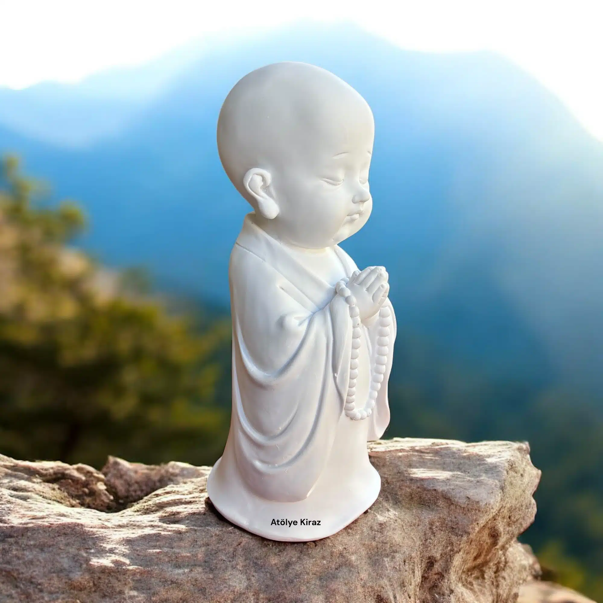 Ham Polyester Ayakta Duran Keşiş : Meditasyon Figürü - (13x13x33 cm) 3 Ham Polyester Ayakta Duran Keşiş : Meditasyon Figürü