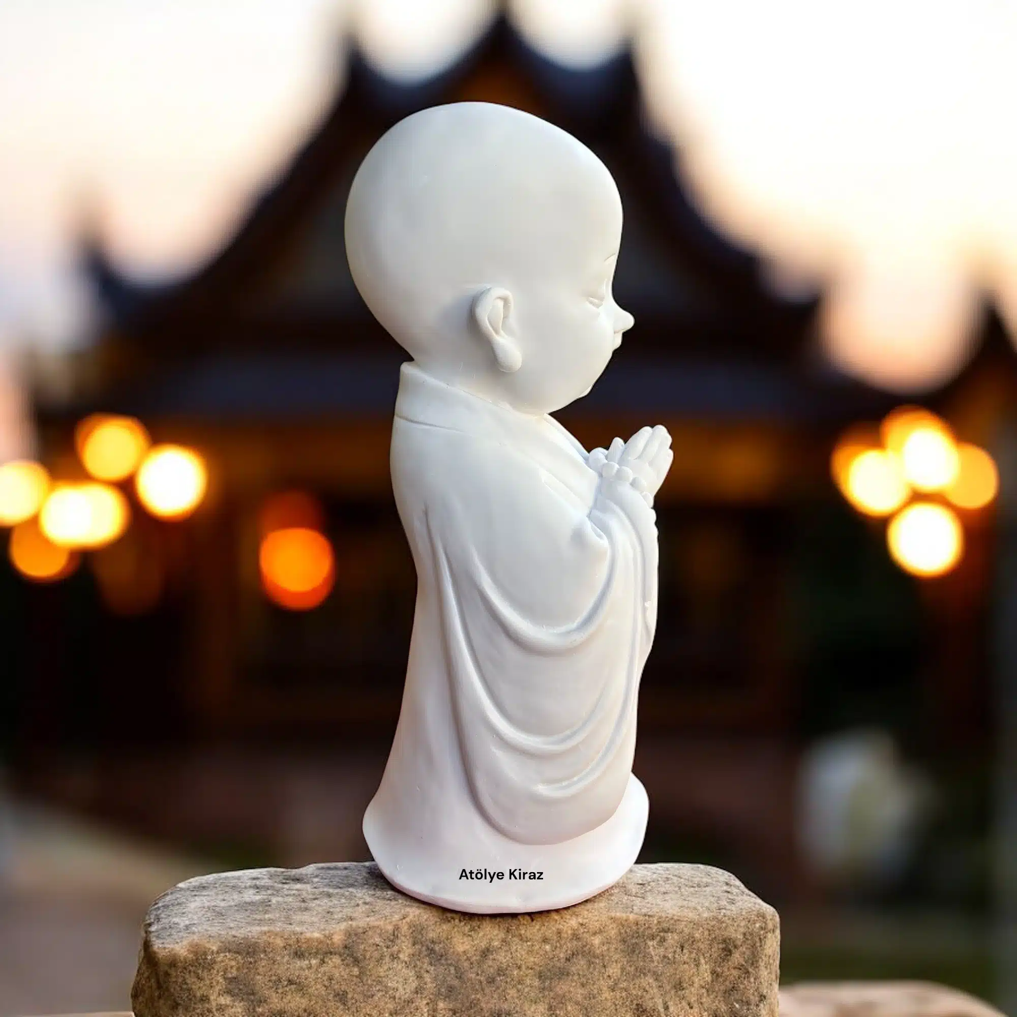 Ham Polyester Ayakta Duran Keşiş : Meditasyon Figürü - (13x13x33 cm) 7 Ham Polyester Ayakta Duran Keşiş : Meditasyon Figürü