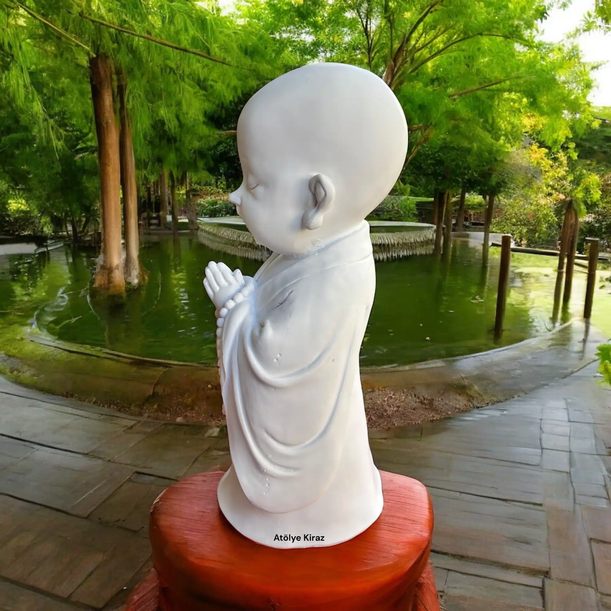 Ham Polyester Ayakta Duran Keşiş : Meditasyon Figürü - (13x13x33 cm) 5 Ham Polyester Ayakta Duran Keşiş : Meditasyon Figürü