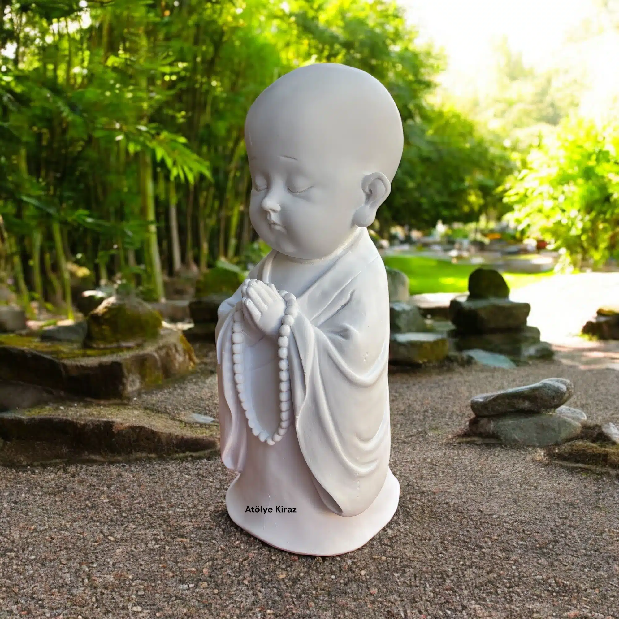 Ham Polyester Ayakta Duran Keşiş : Meditasyon Figürü - (13x13x33 cm) 4 Ham Polyester Ayakta Duran Keşiş : Meditasyon Figürü