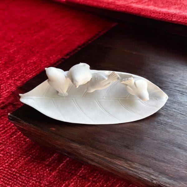 Dört Kuşlu Yaprak Tabak 25x9 cm - Görsel 5
